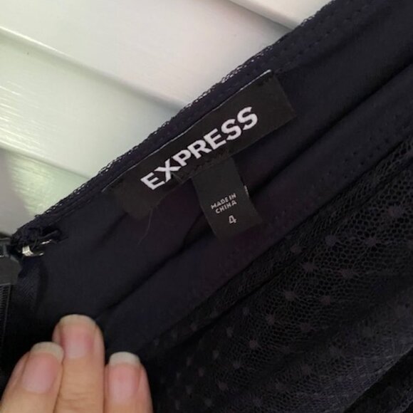 NWT navy blue Express knee-length tulle dress, size 4 - Picture 8 of 13